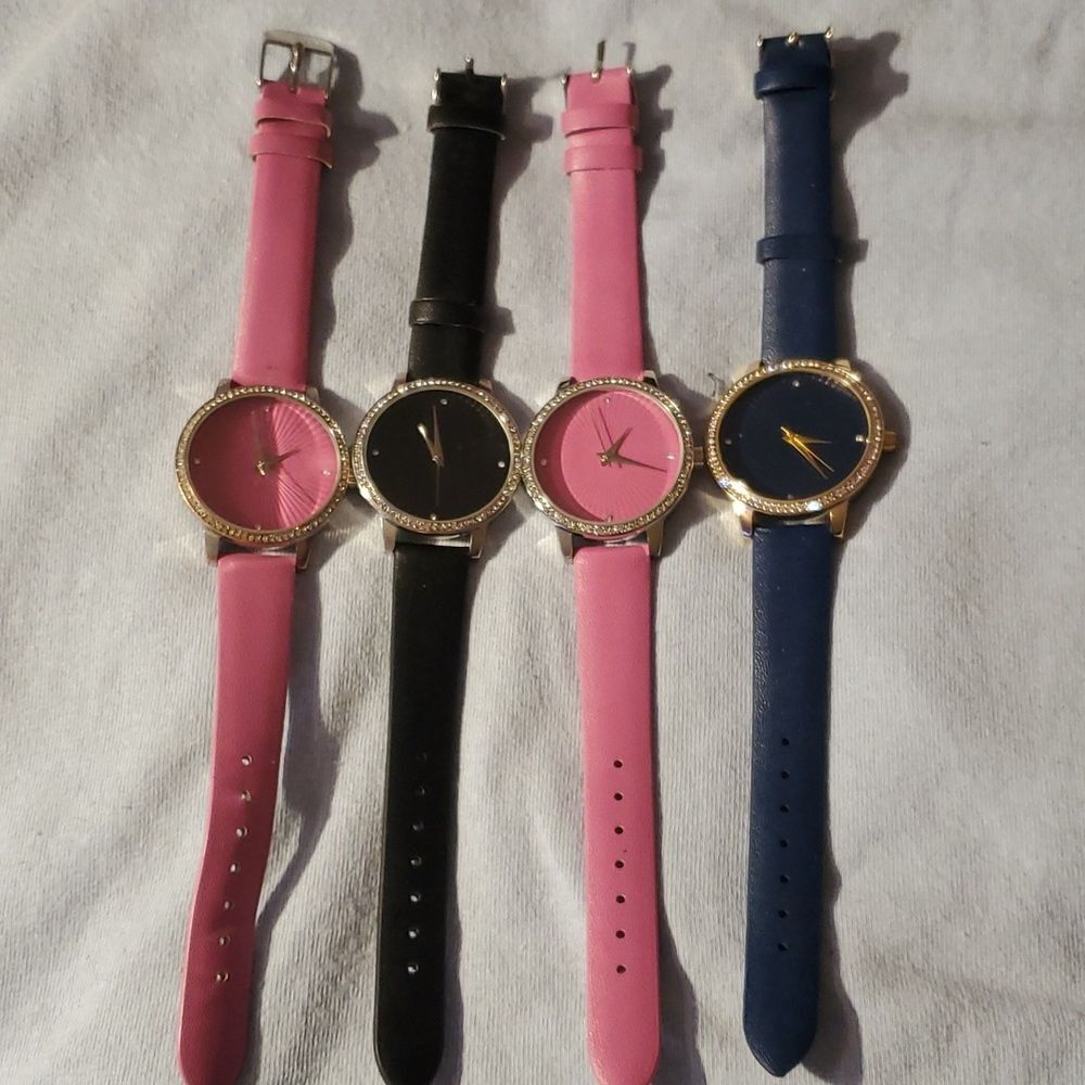 4 Manhattan‎ by Croton Sunray Dial with Crystal Bezel Watches Pink Blue Black